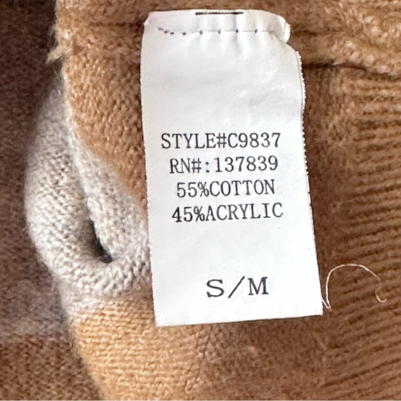 Debut Womans Striped Sweater Cowl Neck Cozy Soft Pink Grey Brown Size S/M - Picture 7 of 8